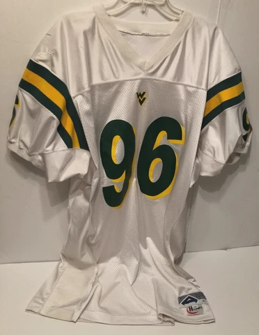 WEST VIRGINIA MOUTAINEERS #96 Betlin NCAA White Green 90s Football Jersey XL +2 Cover