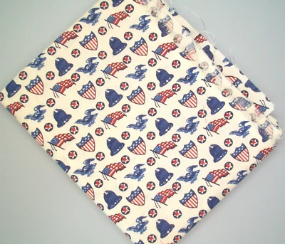 Patriotic Americana Flag Eagle Bell Shield Cotton Fabric Remnant 42" x 18" - Image 1 of 3