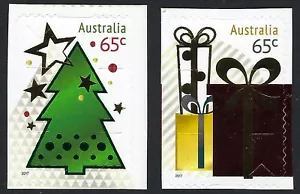 Australia SG#4833/4 2017 folleto de Navidad P&S adornado con papel de aluminio como nuevo MUH - Imagen 1 de 1