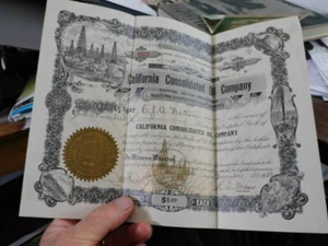 1910 California Consolided Oil Company Aktienzertifikat - Bild 1 von 6