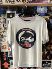 VTG 70s Sea World Shirt 1974 Graphic Tee Ringer True Vintage Men’s XS Thin
