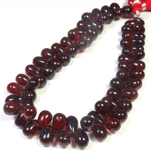 Red Garnet Teardrop Beads 9 Inch Natural Mozambique Smooth Gems 7-10 mm LC-1445 - Picture 1 of 9