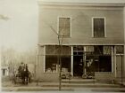 Antique RPPC Photo Rural Towns GENERAL STORE Man On Horse And Wagon