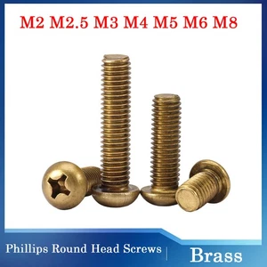 Brass Phillips Round Head Pan head Screws Machine Screws M2 M2.5 M3 M4 M5 M6 M8 - Picture 1 of 74