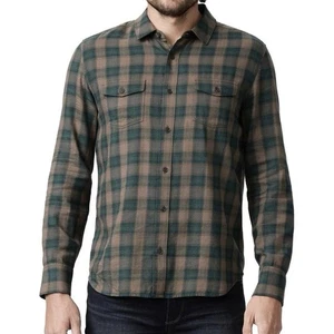 Camisa Paige Para Hombres XXL Everett Marrón Abotonada A Cuadros Resistente CabinCore Franela Suave - Imagen 1 de 11