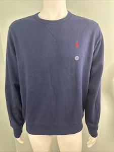 Sudadera Polo Ralph Lauren Clásica Azul Marino Cuello Redondo Para Hombre Talla Mediana Nueva con Etiquetas - Imagen 1 de 9