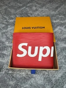 Brand New Supreme x Louis Vuitton Red Canvas Leather Bifold Wallet - Picture 1 of 5
