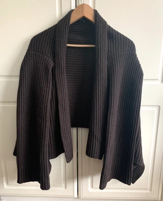 Cárdigan abierto Joseph tejido grueso marrón acanalado 100 % cachemir estilo kimono talla M Foto 1 de 4