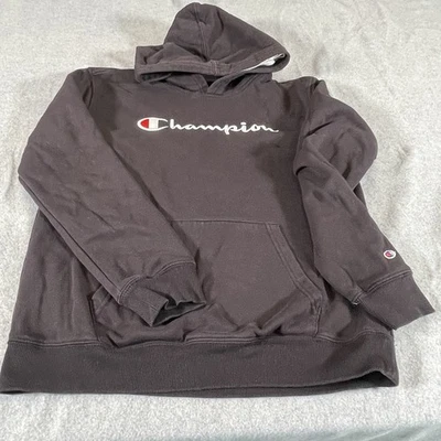 Champion Sudadera con Capucha Juvenil XL Pullover Negro Logo Bordado Polar Sudadera Foto 1 de 4