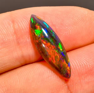 2 Ct Natural Black Ethiopian Opal Marquise Cabs Fire Opal Gemstone 20X7X3 mm - Picture 1 of 4