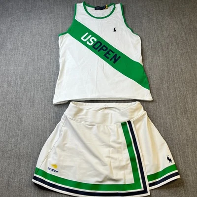 Polo Ralph Lauren 2022 US Open Tank Top Skort Kit Feminino P XS Tênis Verde Branco - Imagem 1 de 4