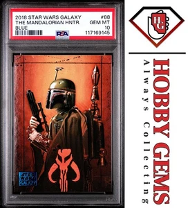 BOBA FETT PSA 10 2018 Topps Star Wars Galaxy The Mandalorian Hunter Blue #88 - Picture 1 of 2