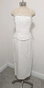 Vintage Jessica Howard Linen Blend Corset Dress Sz 6 Wedding Summer Beach Resort - Picture 1 of 18