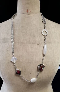 vintage gemstone jewel necklace WHITE QUARTZ - Picture 1 of 2