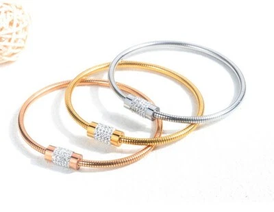 Brazalete Brazalete Circón Cúbico Hebilla Imán Acero Inoxidable Plateado 7" Mujer Niña Foto 1 de 4