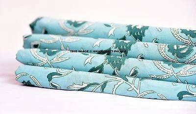 1.5 Yard Indian Green Fabric Cotton Floral Print Dressmaking Material  - Image 1 of 3