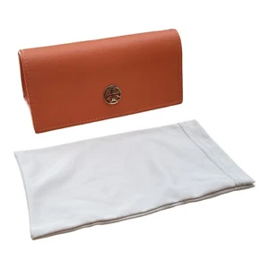 Tory Burch Eyeglass Glasses Sunglasses Protective Case Orange Gold Logo Soft - Picture 1 of 6