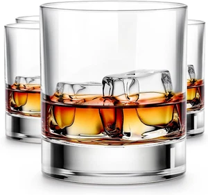 Whiskey Glasses,Premium 11 OZ Scotch Glasses Set of 4,Old Fashioned Whiskey Glas - Picture 1 of 12