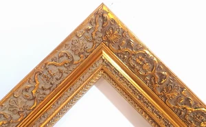 24 X 30 STANDARD PICTURE FRAME 2 3/4" WIDE GOLD LEAF CARVED REVERSE MOULDING - Picture 1 of 9