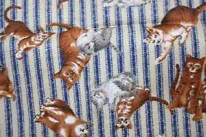 MOMS AND KITTENS ON PILLOW TICKING/PET SHOP FROM HOFFMAN - 100% COTTON FABRIC - Picture 1 of 4