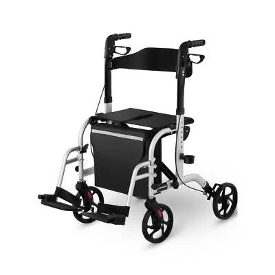 UNIPRODO 2-In-1 Rollator Faltbar Gehilfe Rollstuhl Klappbar Laufhilfe Reflektor Tasche