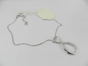 Swarovaki Rhodium-Plated Crystal Twist 16-1/2" Pendant Necklace NO BOX - Picture 1 of 4