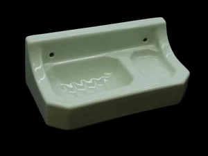 Vintage Green Porcelain Surface Mount Wall Soap Dish - Picture 1 of 6