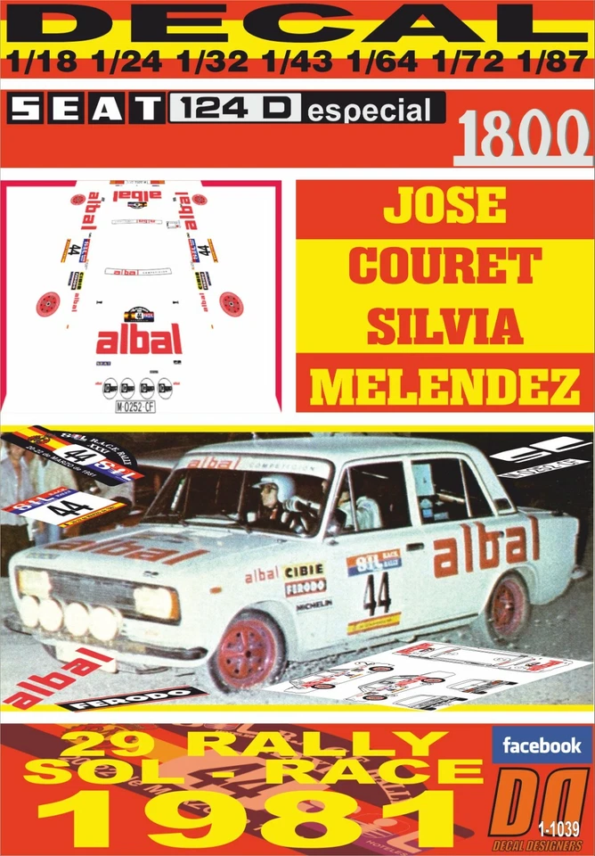DECAL SEAT 124 1800 JOSE COURET R.SOL RACE 1981 9th (08) - Image 1 of 1