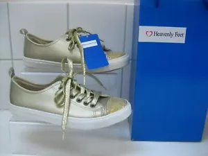 ZAPATOS DEPORTIVOS DORADOS 5 38 BOMBAS cordones planos cromo brillante metálico PIES CELESTIALES - Imagen 1 de 11