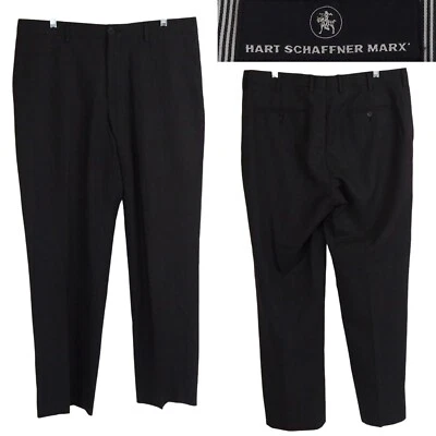 Hart Schaffner Marx 100% Wool Charcoal Gray Blue Red Plaid Flat Front Pant 36X30 - Image 1 of 4