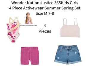 Wonder Nation Justice 365Kids Girls 4 Pc Athleticwear Summer Spring Set Sz M 7-8 - Picture 1 of 9