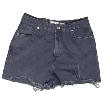 New Look Dahlia Super High Waist Black Jean Short Shorts Black Distressed Sz 12 - Image 1 of 4
