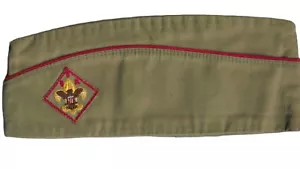 BSA VINTAGE 1960'S BOY SCOUT GARRISON HAT CAP WITH DIAMOND PATCH SIZE MED #KGC-3 - Picture 1 of 3
