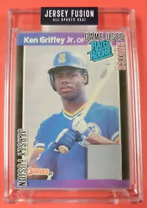 Ken Griffey Jr WORN JERSEY PATCH PIECE JERSEY FUSION 1989 DONRUSS ROOKIE CARD - Picture 1 of 2
