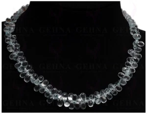 Aquamarine Gemstone Drop Shaped Faceted Bead Necklace - Picture 1 of 2