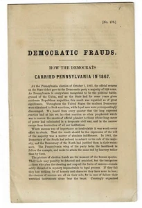 1868 Broschüre DEMOKRATISCHE BETRÜGEREIEN: Wie die Demokraten 1867 Pennsylvania trugen - Bild 1 von 2