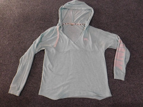 UNDERCOVER Victoria Secret Felpa Rosa con Cappuccio Blu Medio Donna Love Pullover Angelo Elasticizzato