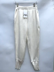 Zara Ecru Soft Knit Joggers Size Medium Ref 0264 025 - Picture 1 of 7