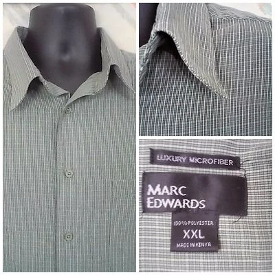 Men's Marc Edwards XXL Poly S/S Green Checks   G7 - Image 1 of 4