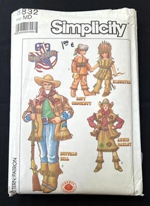 Simplicity 8832 Adult's Old Western Frontier Costumes 1988 Adult Size Med Uncut - Picture 1 of 2
