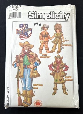 Simplicity 8832 Adult's Old Western Frontier Costumes 1988 Adult Size Med Uncut - Image 1 of 2