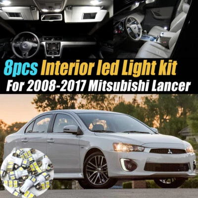 8Pc Car Interior LED Super White Light Bulb Kit for 2008-2017 Mitsubishi Lancer - Image 1 of 4