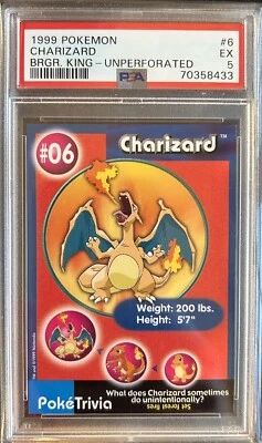 1999 Pokemon Burger King UnPerforated Charizard #6 - PSA 5 - Image 1 of 4