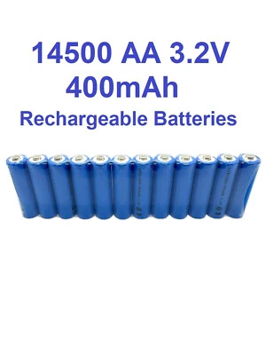 12-PCS 14500 LiFePO4 AA 3.2V 400mAh Rechargeable Batteries Solar Lights 14500T12 - Image 1 of 2
