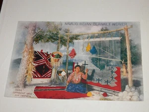 NATIVO AMERICANO - TEJEDOR DE MANTAS INDIO NAVAJO - POSTAL DE LA ERA 1907-1910 - Imagen 1 de 2