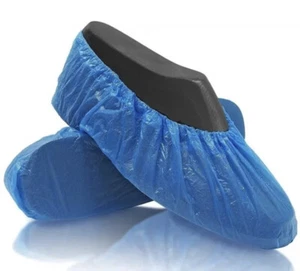 100 27440XL Dark Blue Waterproof Disposable Polyethylene PPE Shoe Covers Jumbo - Picture 1 of 5