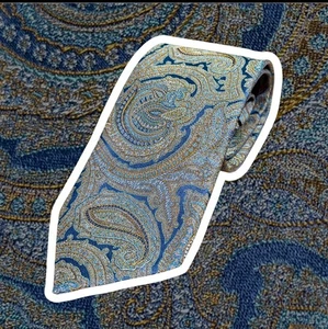 JZ Richards extralange blaue Paisley Seidenkrawatte hergestellt in den USA Gallery Collection - Bild 1 von 6