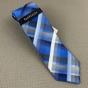 VAN HEUSEN Men's Plaid Woven 100% Silk Tie NWT - Picture 1 of 3