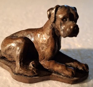 Resting Bronze Miniature Boxer Dog Signed 2" Signed - Picture 1 of 6