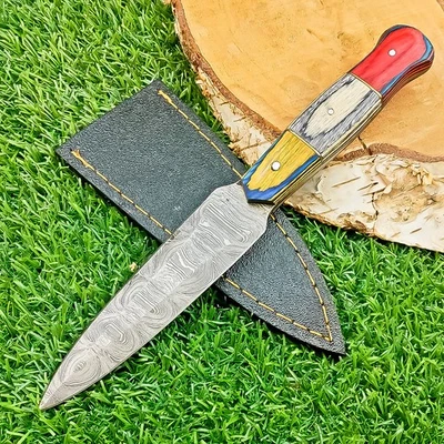 Premium Handmade Damascus Steel Dagger Knife – Outdoor Boot Knife /Sheath Z-5923 - Image 1 of 4